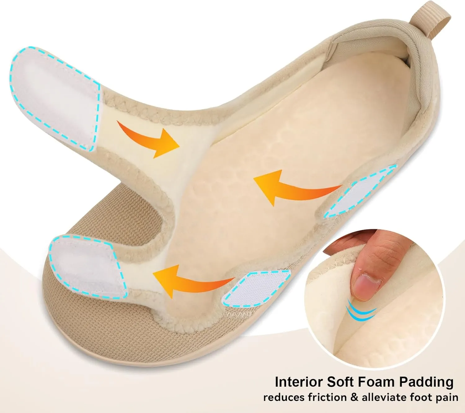 Scurtain Womens Slippers Wide Diabetic Shoes Comfy Neuropathy Bunion Recovery Shoes Casual Walking Shoes Indoor Outdoor Slippers