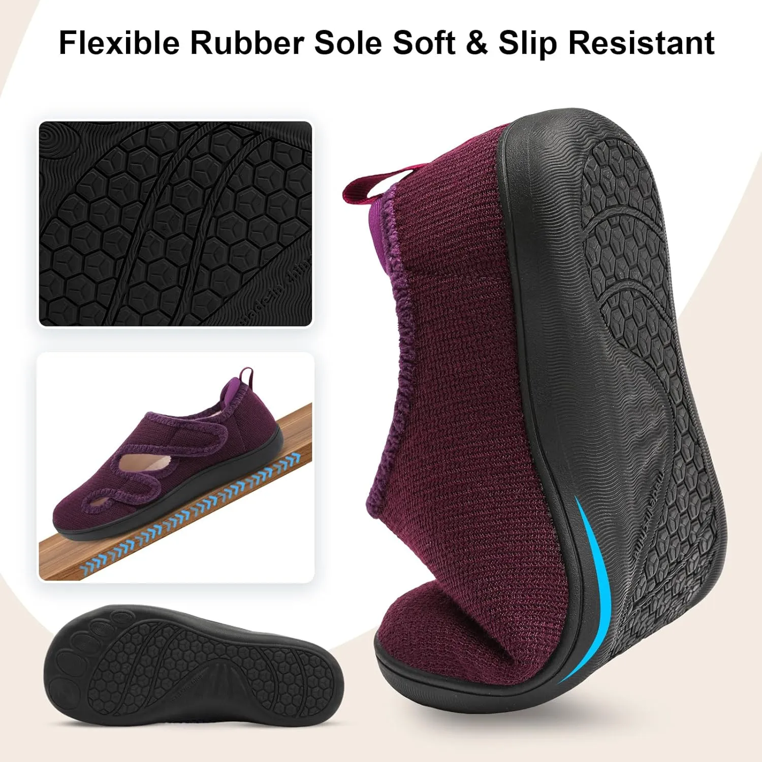 Scurtain Womens Slippers Wide Diabetic Shoes Comfy Neuropathy Bunion Recovery Shoes Casual Walking Shoes Indoor Outdoor Slippers