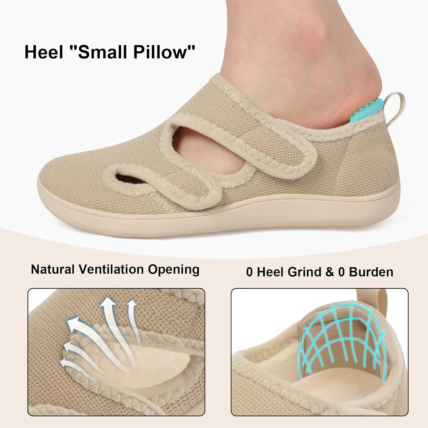 Scurtain Womens Slippers Wide Diabetic Shoes Comfy Neuropathy Bunion Recovery Shoes Casual Walking Shoes Indoor Outdoor Slippers