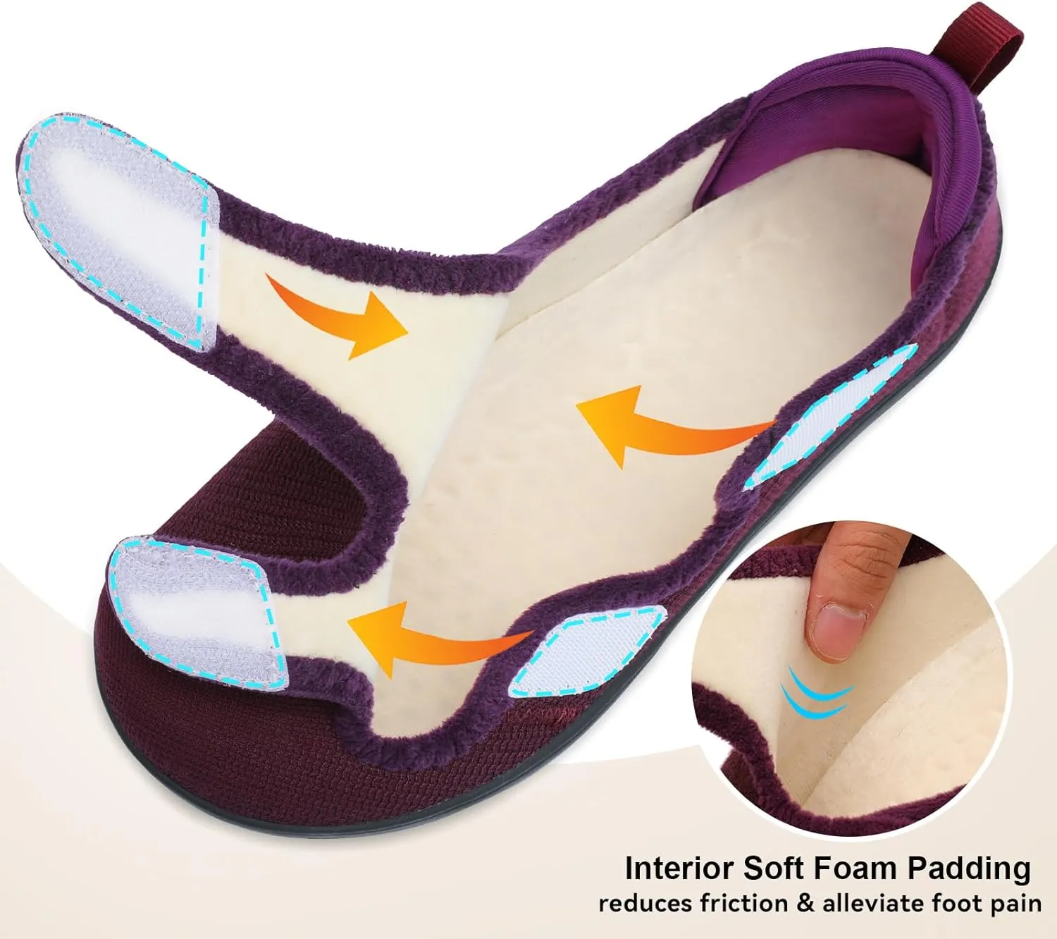 Scurtain Womens Slippers Wide Diabetic Shoes Comfy Neuropathy Bunion Recovery Shoes Casual Walking Shoes Indoor Outdoor Slippers