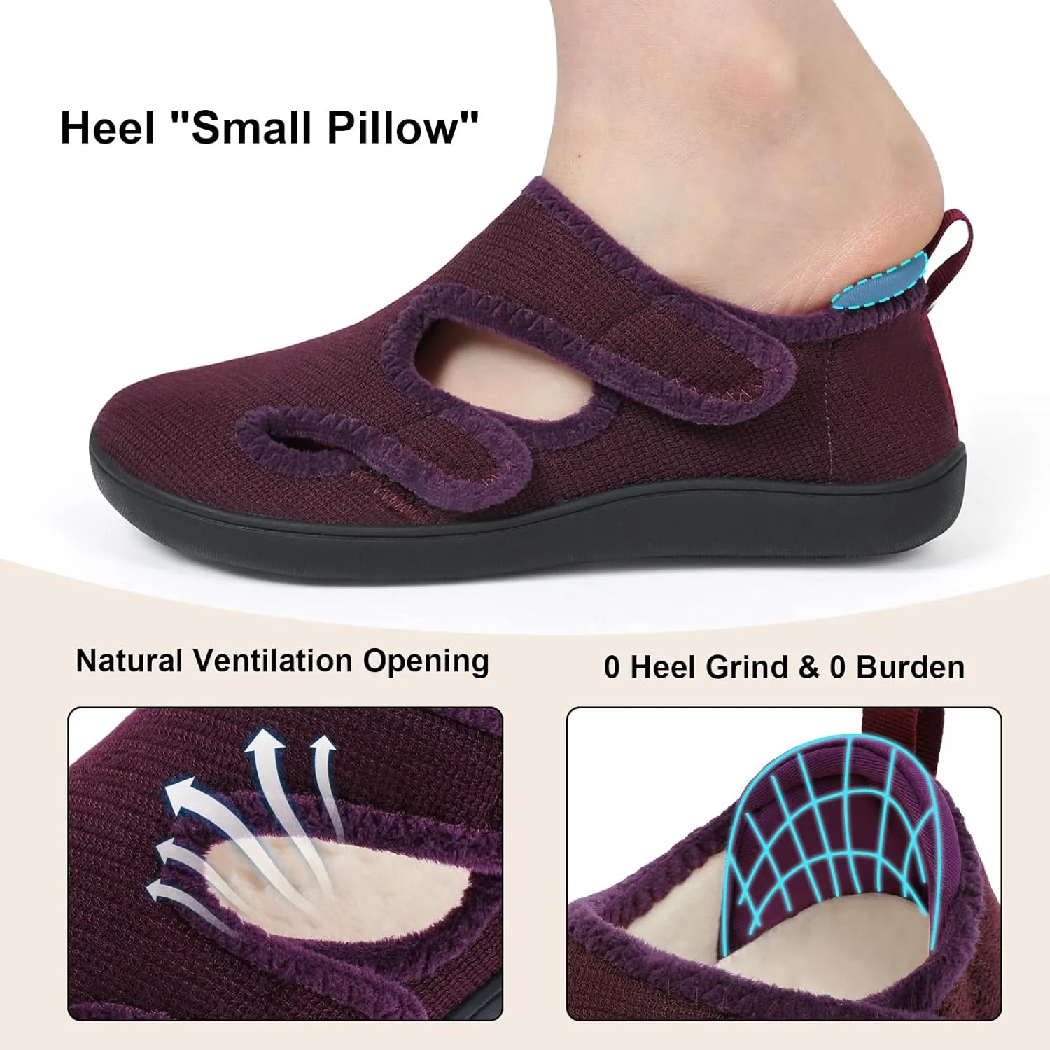 Scurtain Womens Slippers Wide Diabetic Shoes Comfy Neuropathy Bunion Recovery Shoes Casual Walking Shoes Indoor Outdoor Slippers