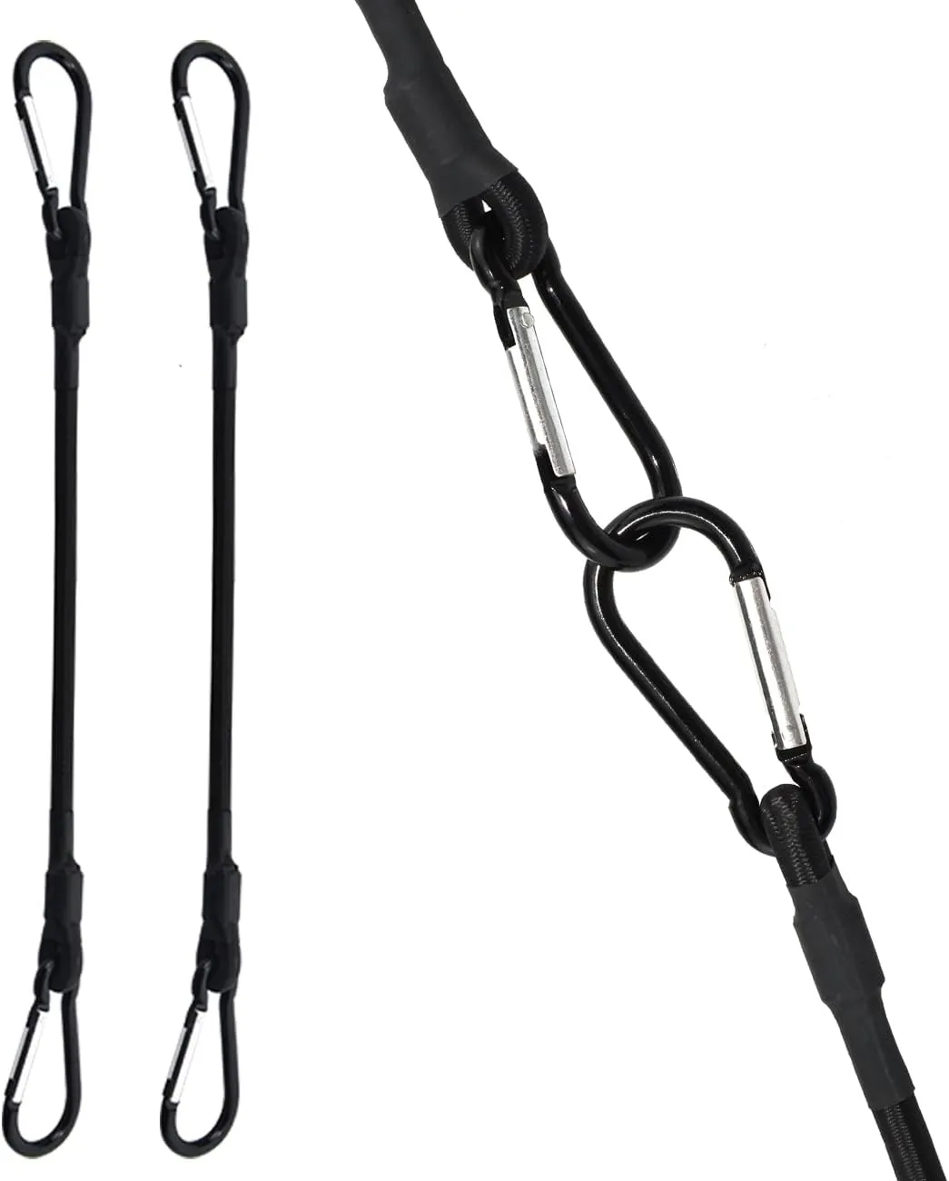 SDTC Tech 48 Inch Bungee Cord with Carabiner Hook | 2 Pack Superior Latex Heavy Duty Straps Strong Elastic Rope Locks onto Anchor Points of Luggage Rack/Cargo/Camping/RV/Hand Carts etc.
