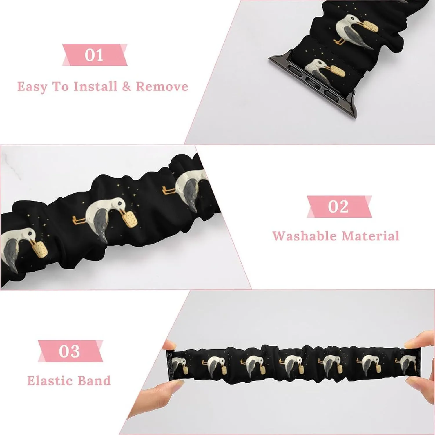 Seagulls With A Cracker Fashion Watch Strap Scrunchies Wristbands Compatible With IWatch Series