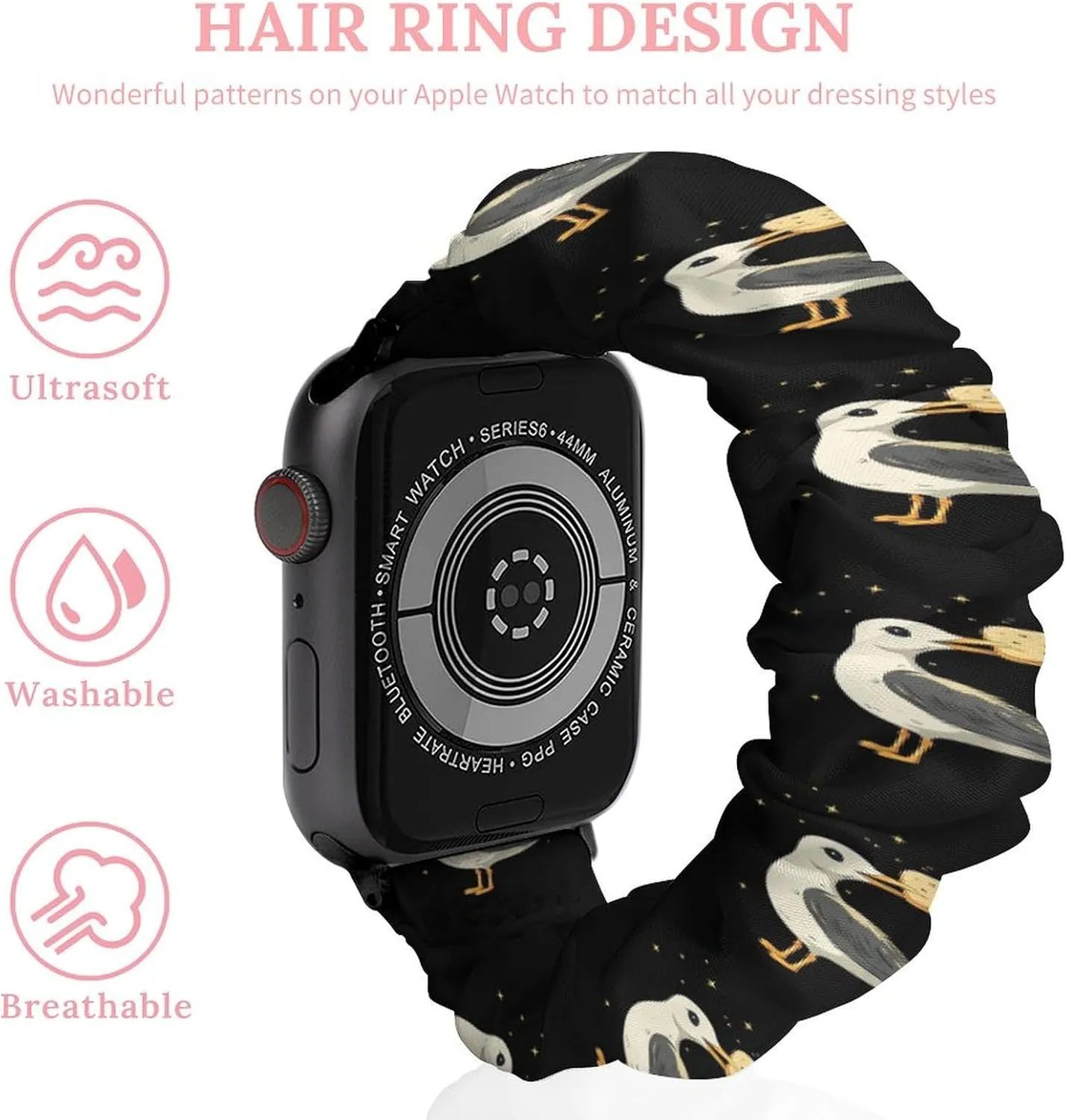 Seagulls With A Cracker Fashion Watch Strap Scrunchies Wristbands Compatible With IWatch Series
