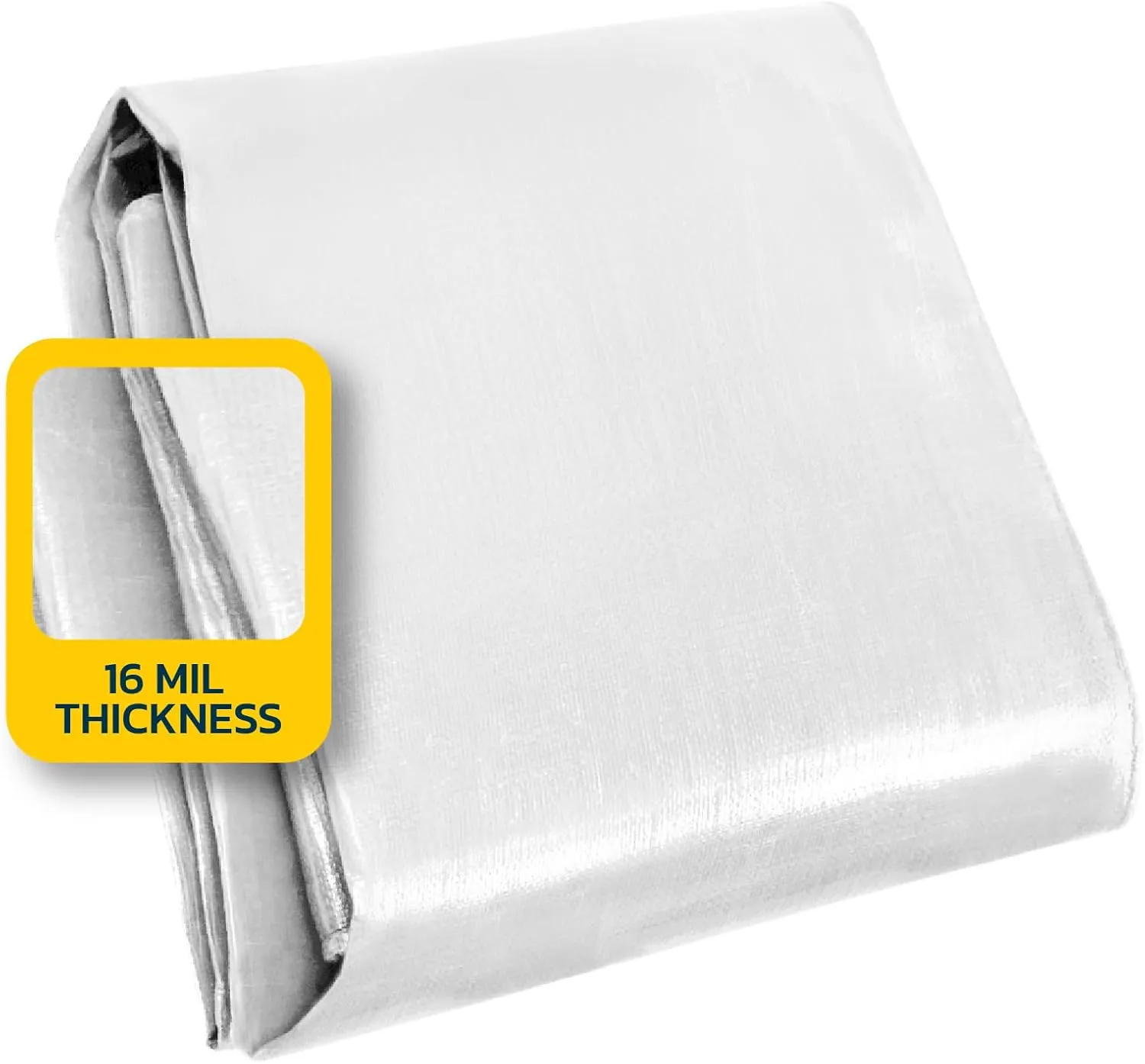 Seal Skin Covers Heavy Duty Waterproof Tarp 8x10 FT, 16 Mil 8 OZ 160 GSM Thick White Poly Tarp with Rustproof Grommets, Tear-Proof Cover with Reinforced Edges for Camping, Pool, Canopy Use