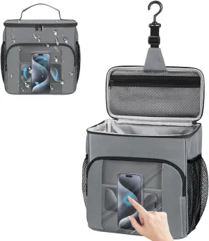 Shinowa Large Portable Shower Caddy Tote Bag with Quick Dry Mesh Base for College & Dorm Travel Toiletry Bag Summer Camp Travel RV Essentials Shower Bag for Student, Gym, Women & Men, Gray