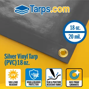 Silver Vinyl PVC Tarps - 18 oz
