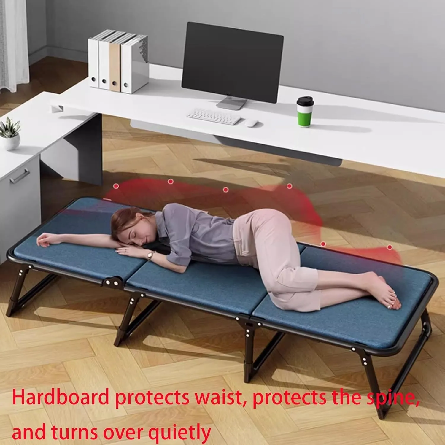 Single Camping Bed with Foam Mattress Camping Cot Portable Foldable Sleeping Cot Bed Suitable for Indoor Outdoor Home Office