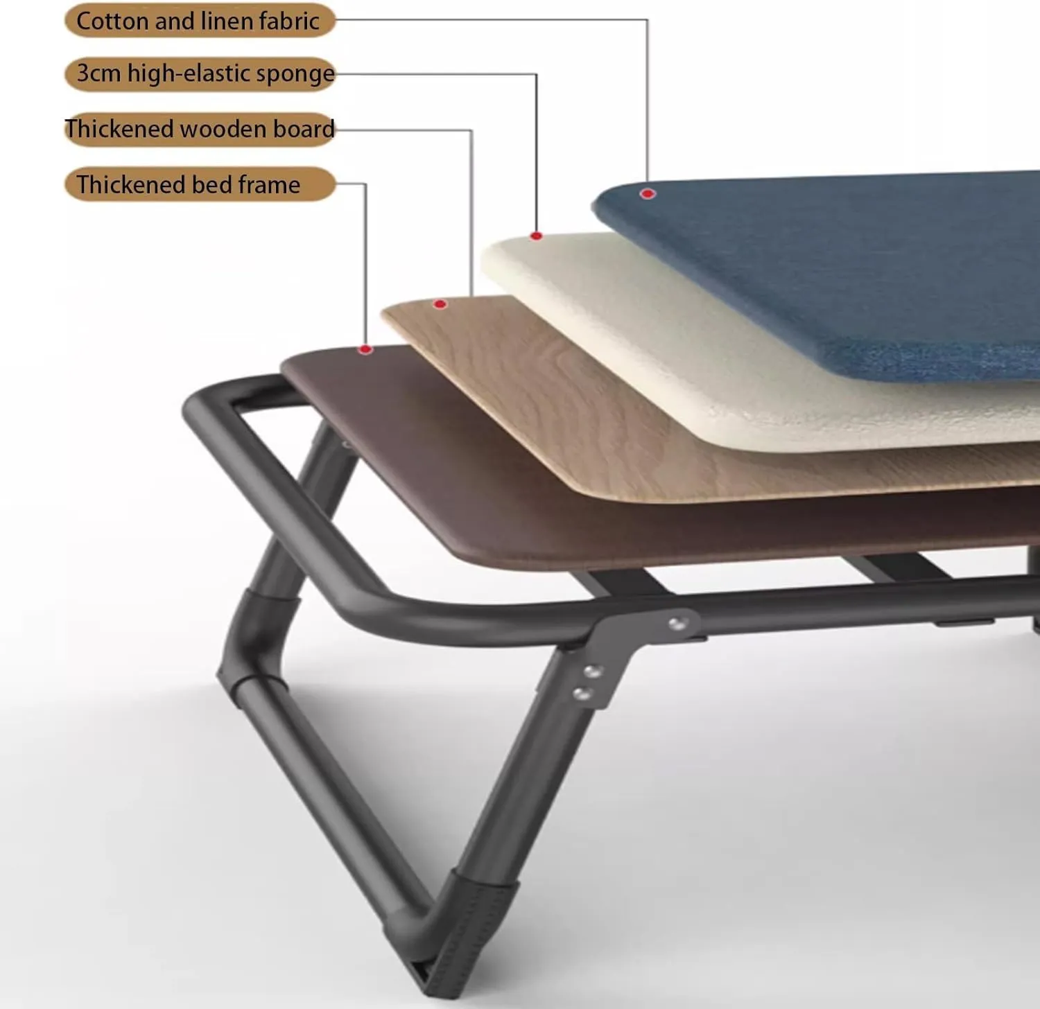 Single Camping Bed with Foam Mattress Camping Cot Portable Foldable Sleeping Cot Bed Suitable for Indoor Outdoor Home Office