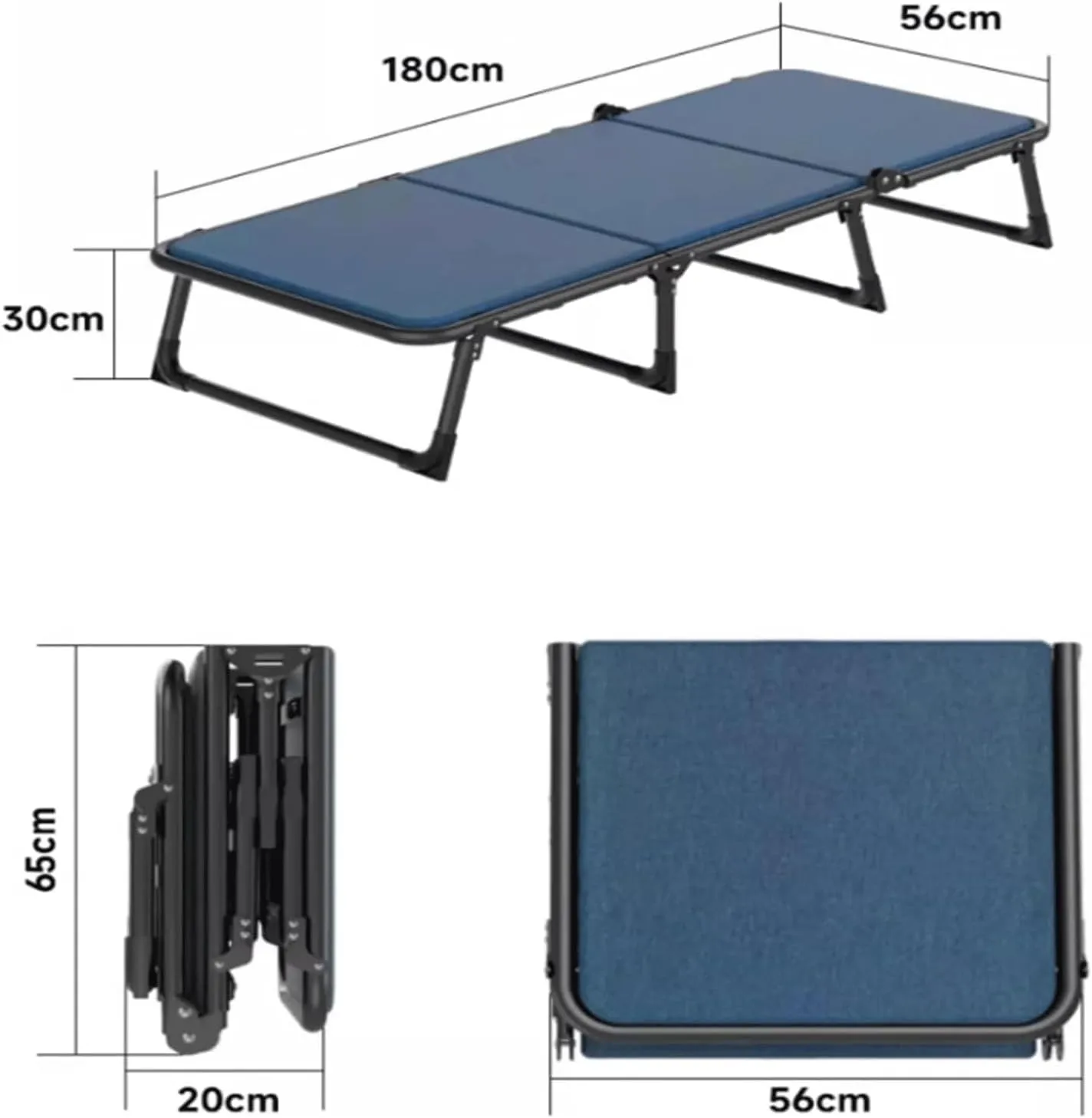 Single Camping Bed with Foam Mattress Camping Cot Portable Foldable Sleeping Cot Bed Suitable for Indoor Outdoor Home Office