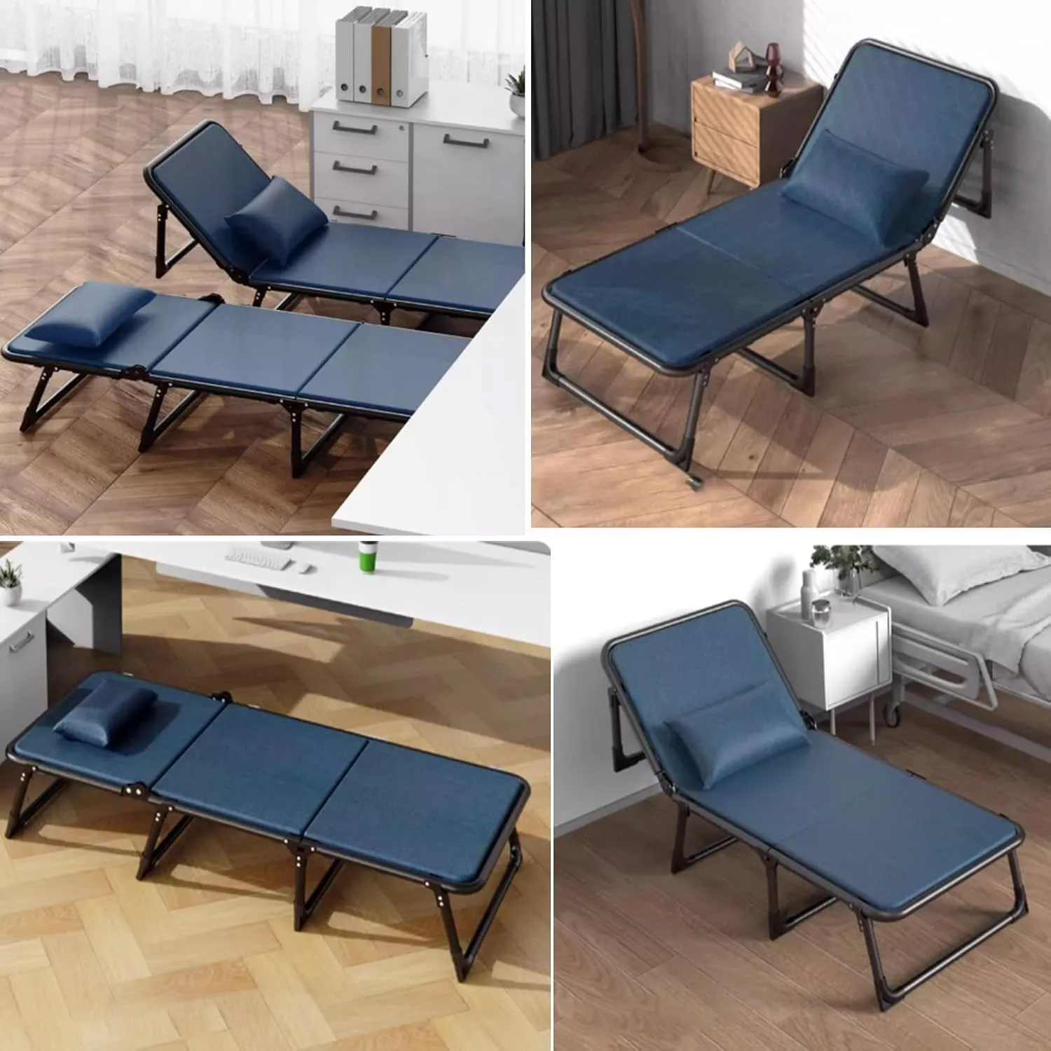 Single Camping Bed with Foam Mattress Camping Cot Portable Foldable Sleeping Cot Bed Suitable for Indoor Outdoor Home Office