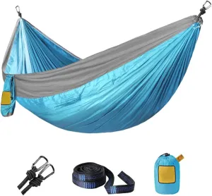 Single Double Hammock Camping Swing Adult Outdoor Backpacking Travel Survival Hunting Sleeping Bed Portable with 2 Straps 2 Carabiner, 300cm×200cm