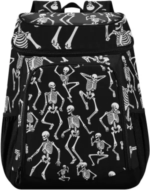 Skeletons Funny Skull Black Cooler Backpack Cooler Insulated Leak Proof Lunch Backpack 36 Cans Waterproof Soft for Men Women Picnic Hiking Camping Beach