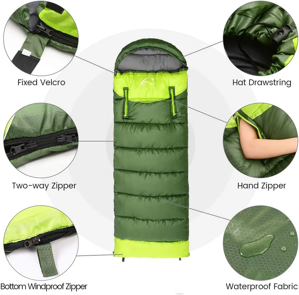 Sleeping Bag for Adults, 0 Degree Wearable Sleeping Bag Cold Weather, Compact Sleeping Bag with Zip, Lightweight Mummy Sleeping Bags, Sleeping Bagsfor Family Camping Backpacking Fits 5°F ~ 50°F