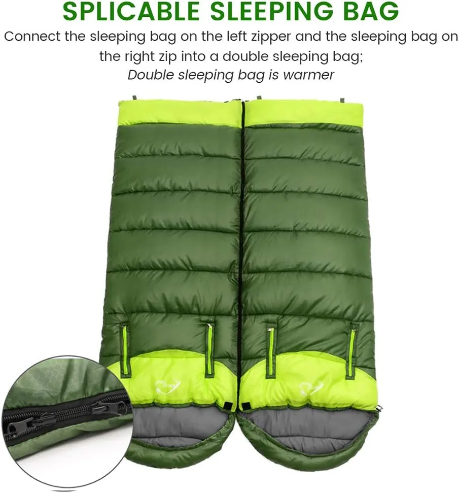 Sleeping Bag for Adults, 0 Degree Wearable Sleeping Bag Cold Weather, Compact Sleeping Bag with Zip, Lightweight Mummy Sleeping Bags, Sleeping Bagsfor Family Camping Backpacking Fits 5°F ~ 50°F