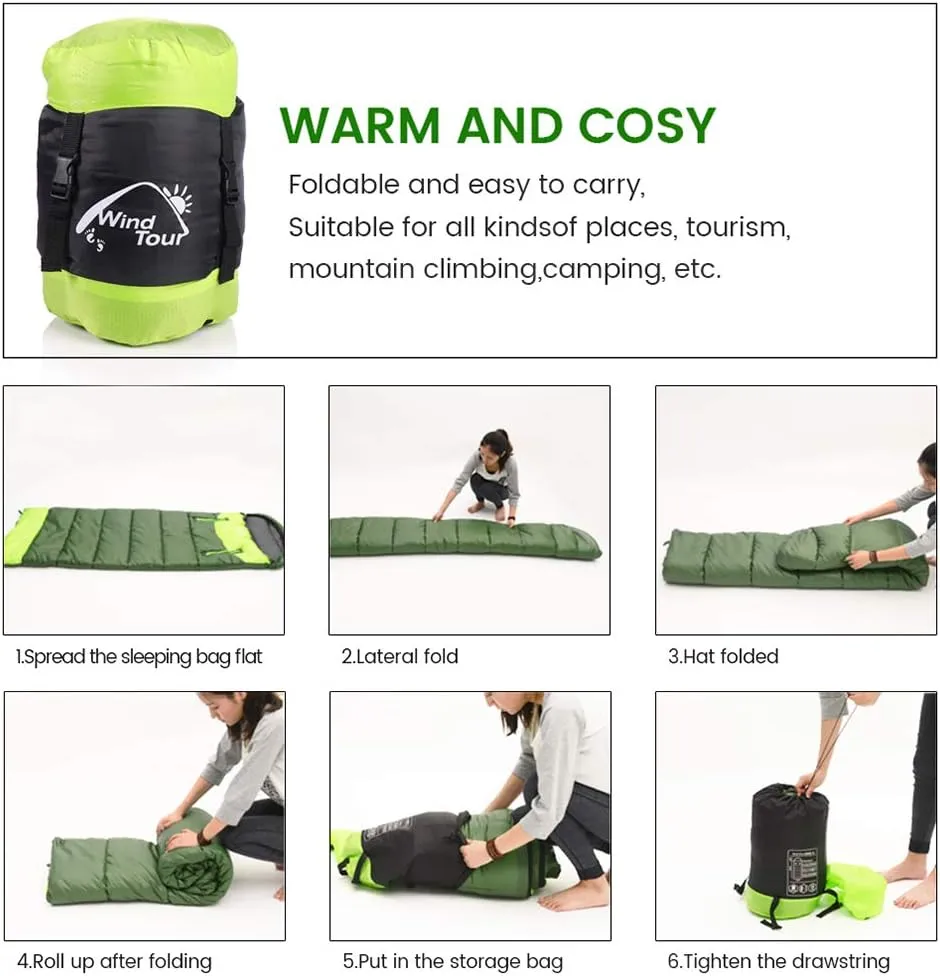 Sleeping Bag for Adults, 0 Degree Wearable Sleeping Bag Cold Weather, Compact Sleeping Bag with Zip, Lightweight Mummy Sleeping Bags, Sleeping Bagsfor Family Camping Backpacking Fits 5°F ~ 50°F
