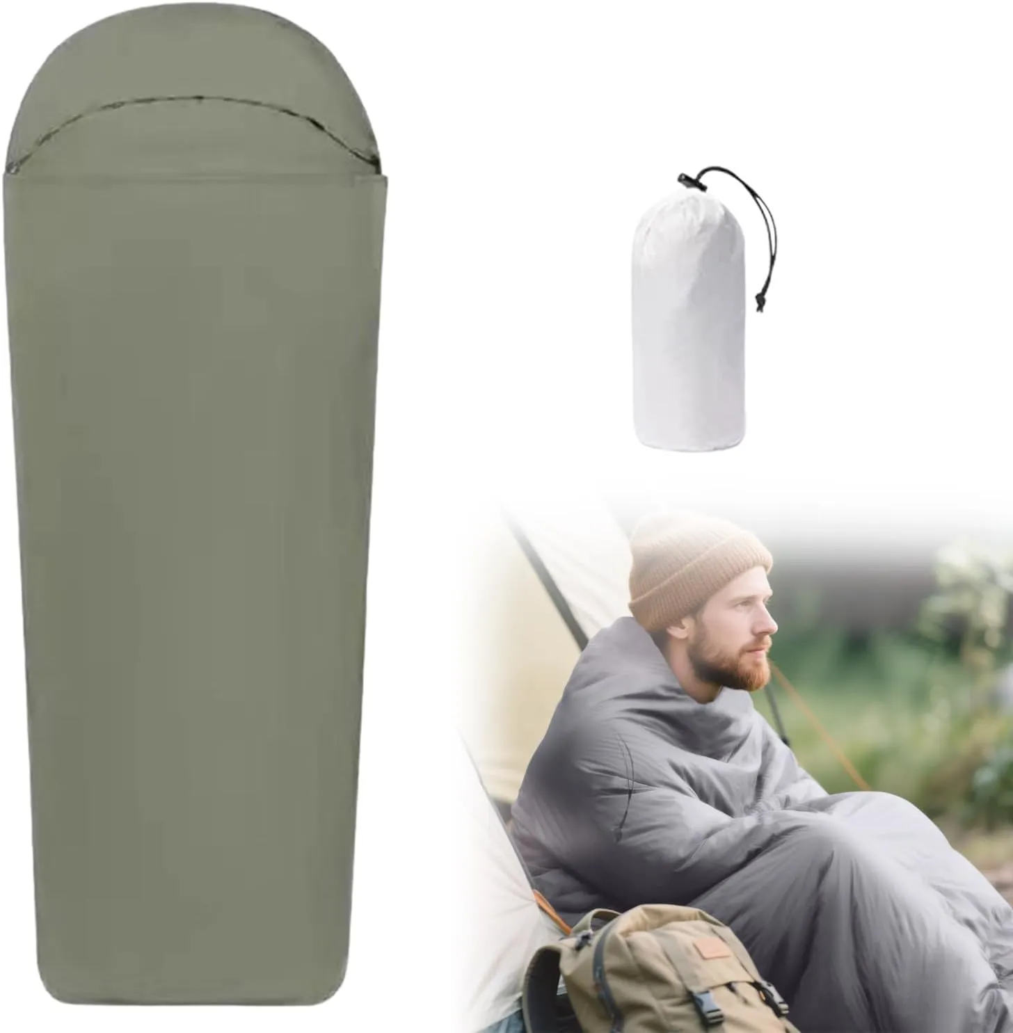 Sleeping Bag for Camping, Lightweight Sleeping Bag Liner, Adult Sleep Sack & Travel Sleep Sack, Travel Sheets & Camping Sheet for Backpacking, Hotel, Hostels, Comfy & Easy Care