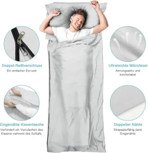 Sleeping Bag Liner, Adult Sleep Sack & Travel Sheets, Lightweight Single and Portable Camping Sleeping Bag Liners - Ideal for Traveling, Hostels and Camping