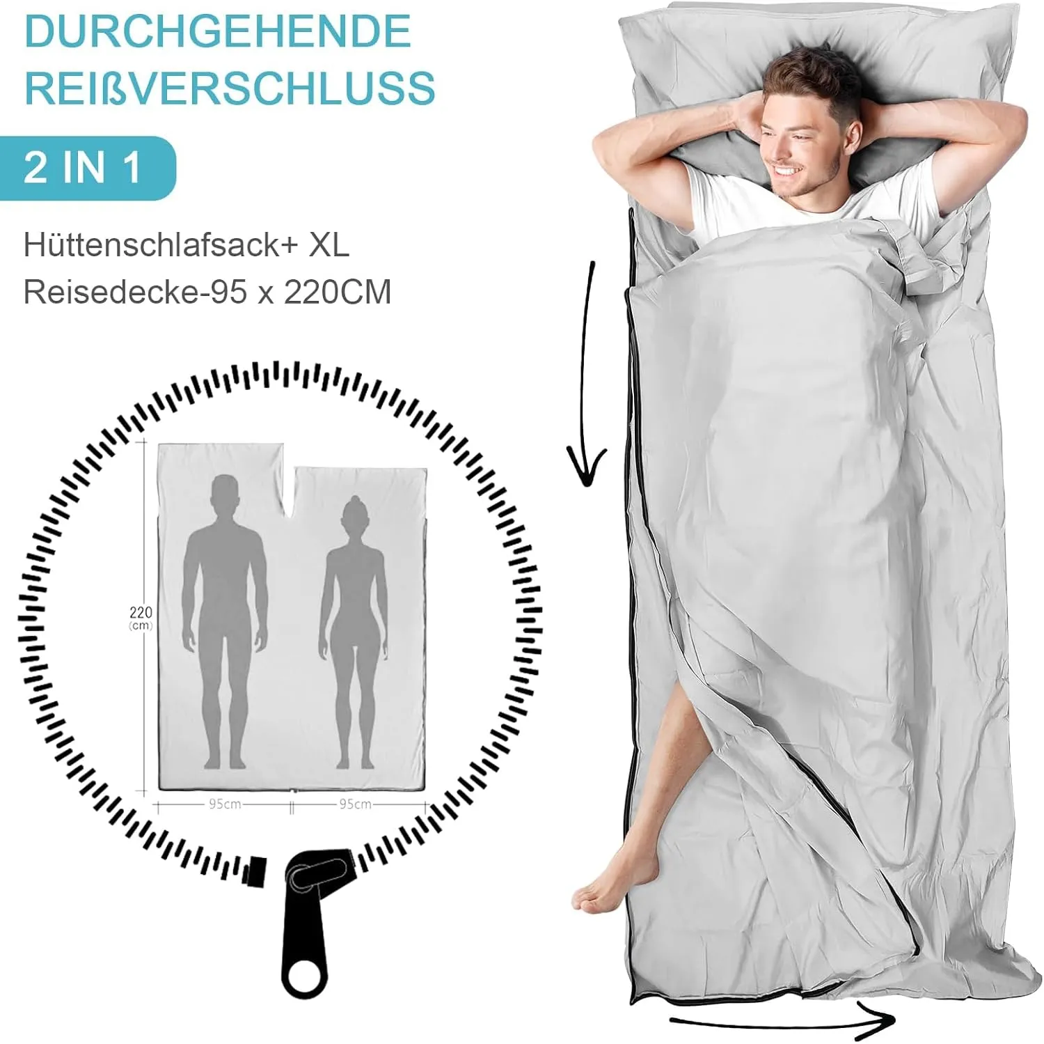 Sleeping Bag Liner, Adult Sleep Sack & Travel Sheets, Lightweight Single and Portable Camping Sleeping Bag Liners - Ideal for Traveling, Hostels and Camping