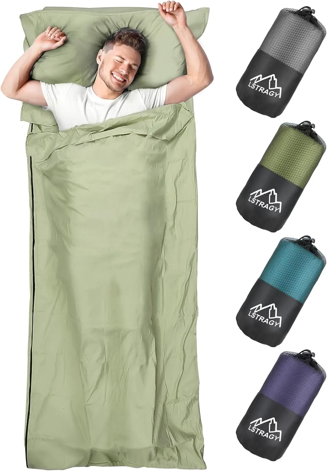 Sleeping Bag Liner, Adult Sleep Sack & Travel Sheets, Lightweight Single and Portable Camping Sleeping Bag Liners - Ideal for Traveling, Hostels and Camping