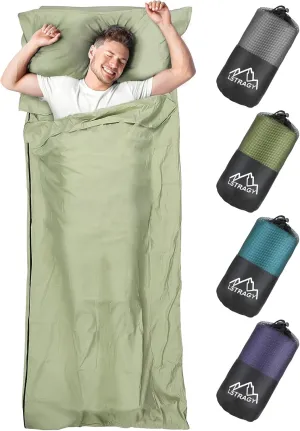 Sleeping Bag Liner, Adult Sleep Sack & Travel Sheets, Lightweight Single and Portable Camping Sleeping Bag Liners - Ideal for Traveling, Hostels and Camping