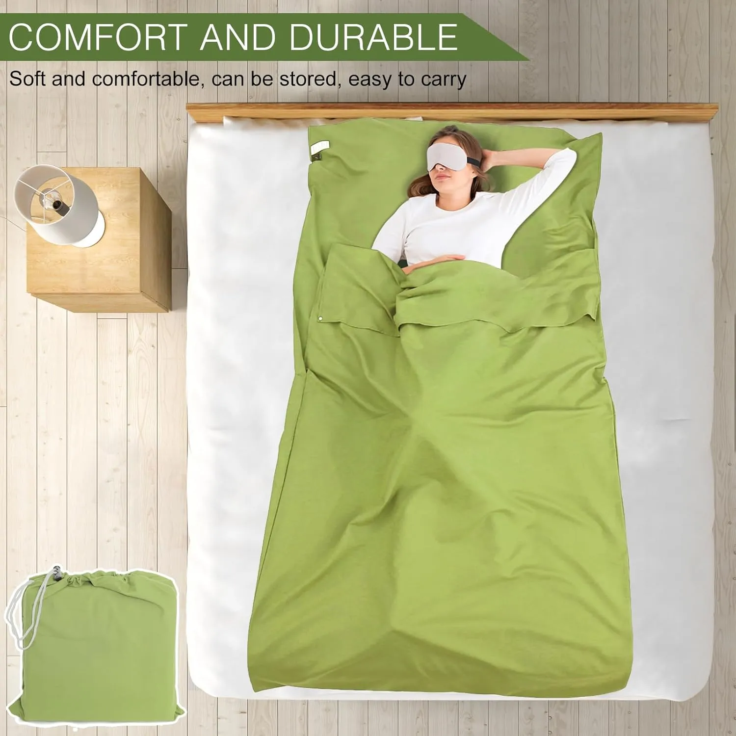 Sleeping Bag Liner and Camping Sheet, Camping & Travel Sheets for Adults, Lightweight Double Sleep Sack for Outdoor Travel Hiking Hotels Picnics