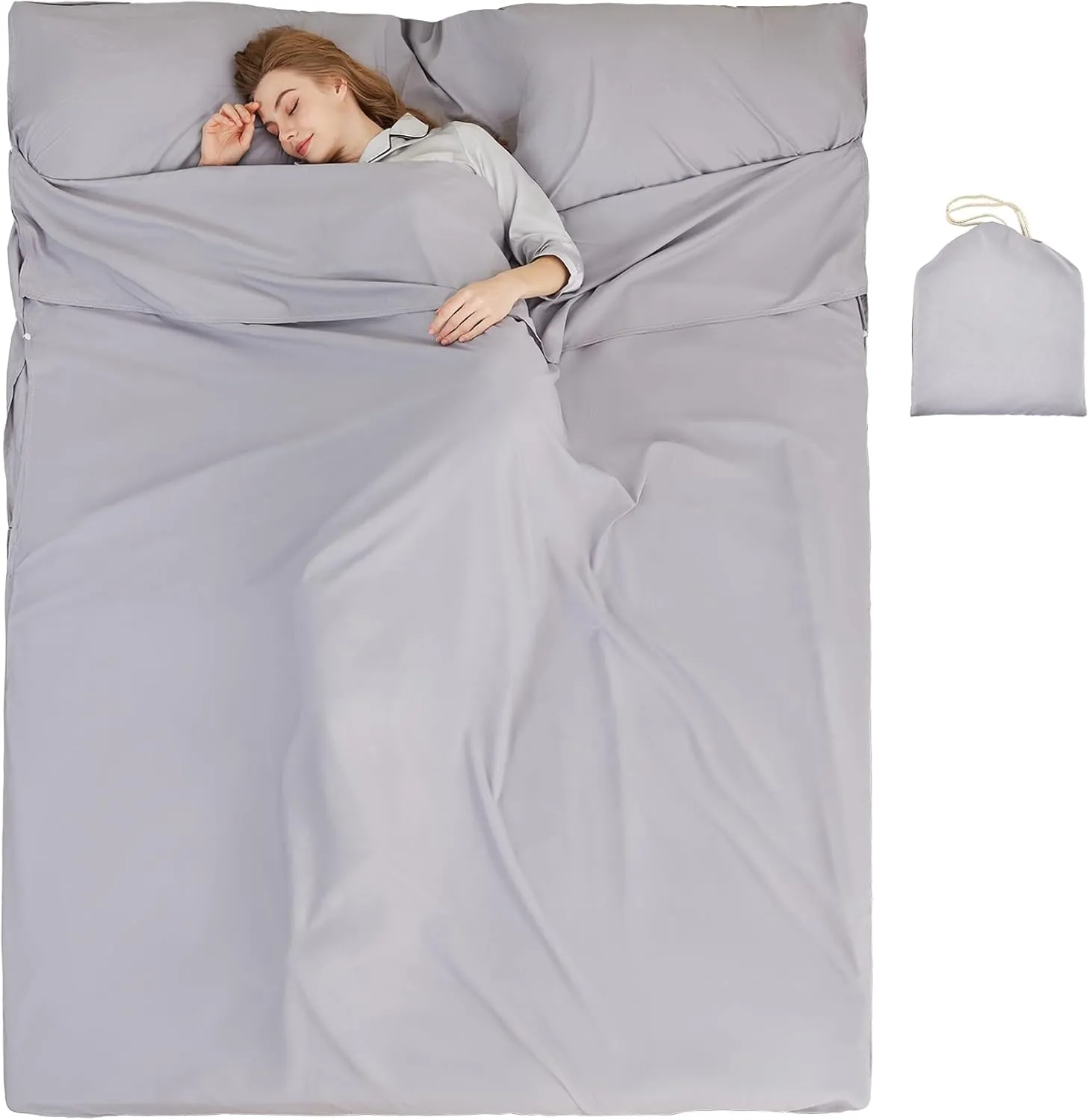 Sleeping Bag Liner Camping Adult Sleep Sack Lightweight Travel Sheet for Hotel Bed Compact Ultralight Essential Cleaning Supplies Kit Travel Bedding Set for Backpacking