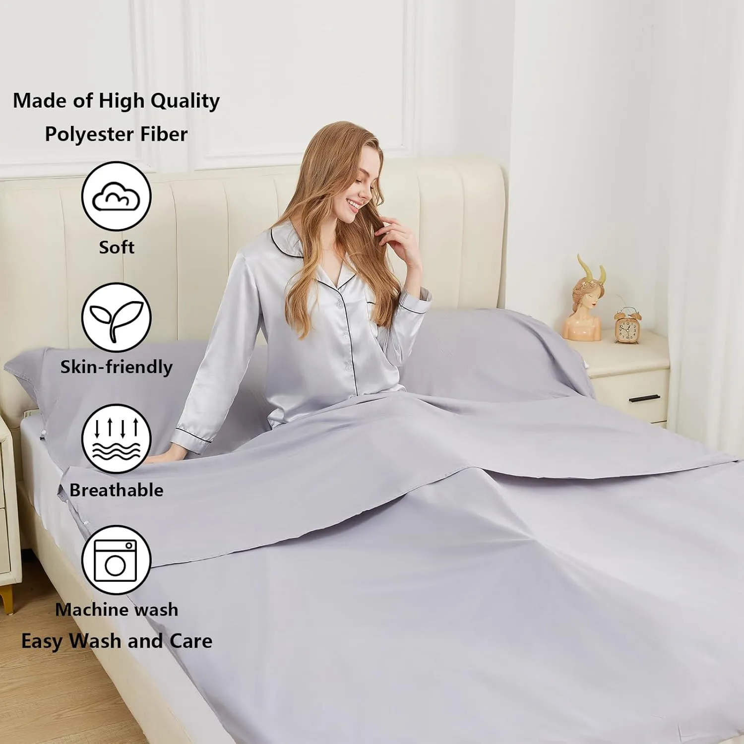 Sleeping Bag Liner Camping Adult Sleep Sack Lightweight Travel Sheet for Hotel Bed Compact Ultralight Essential Cleaning Supplies Kit Travel Bedding Set for Backpacking