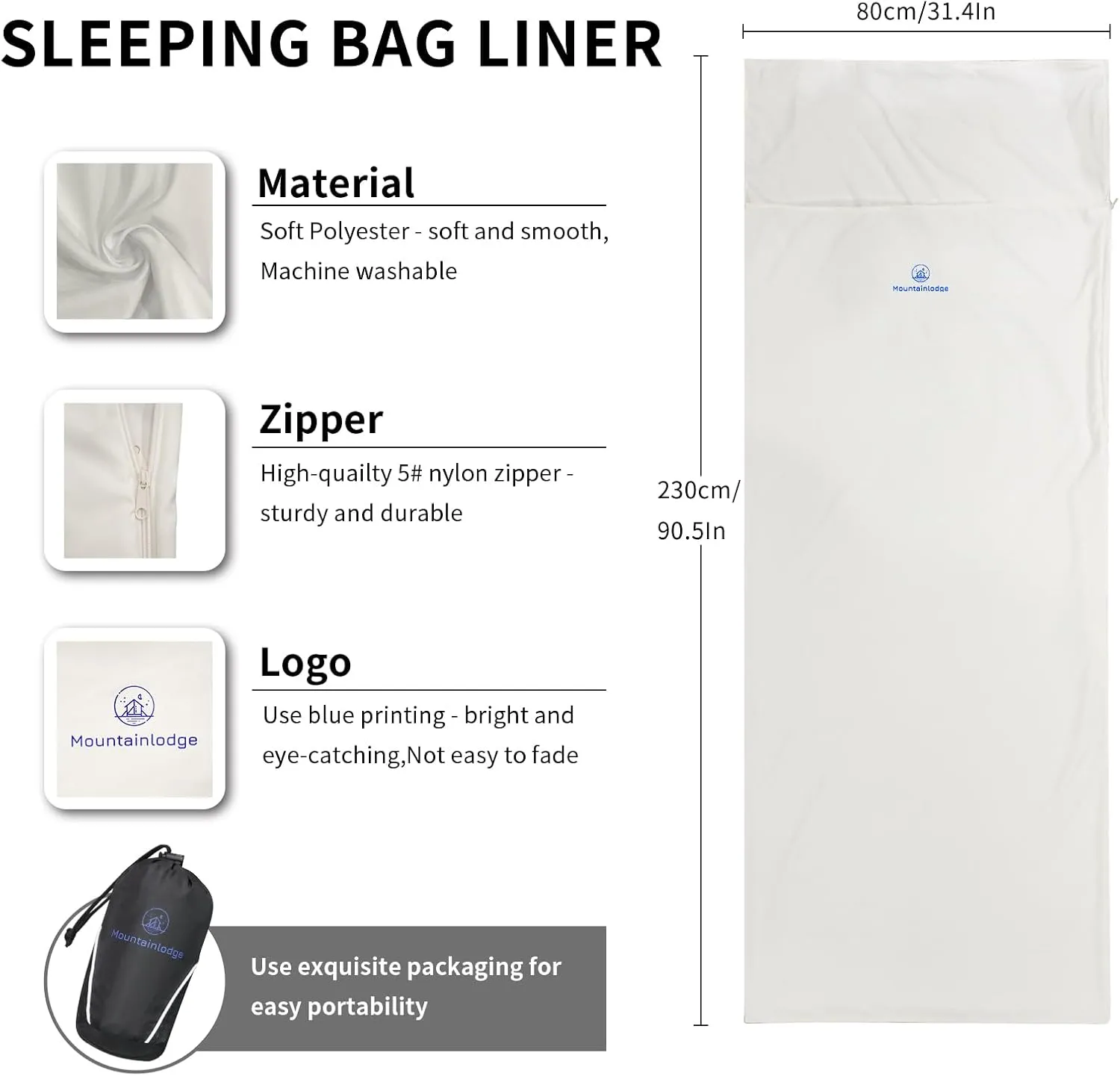 Sleeping Bag Liner for Warm Weather Seasons with Carry Bag - Protable,Lightweight and Skin-Friendly Sleeping Bag for Camping,Hiking and Backpacking.