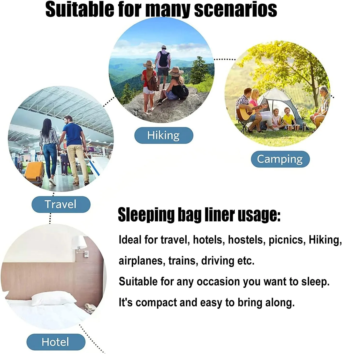 Sleeping Bag Liners Adult Sleeping Bag, Portable Camping Travel Adult Sleeping Bag, Ultralight Tencel Sleeping Bag Liner, for Single Double Outdoor Travel Hotel Bedding