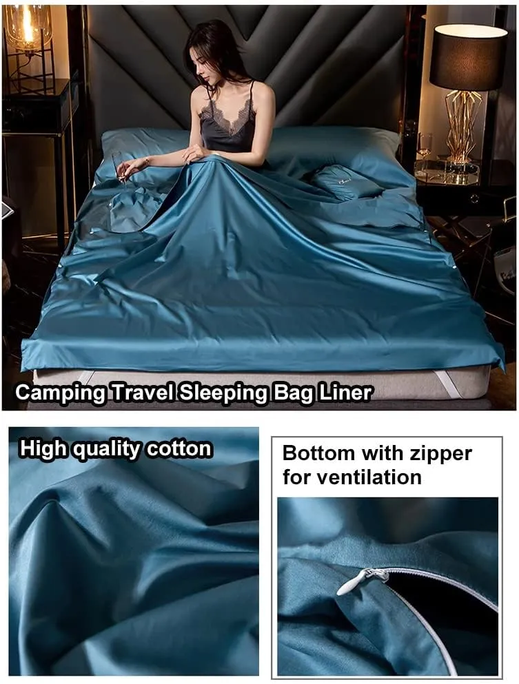 Sleeping Bag Liners Compact Adult Sleeping Bag Liner, Comfortable Cotton Sleeping Bag Sheets for Outdoor Camping Travel, Single Double Sleeping Bag, for All Seasons
