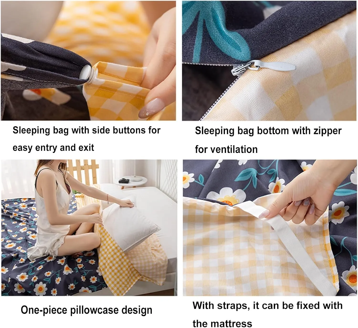 Sleeping Bag Liners Lightweight Portable Cotton Sleeping Bag Liner, Compact Sleeping Bag Sheet Quilt Cover, for Outdoor Camping Travel Hotel Bedding (Size : 160x210cm/62.99x82.67in)