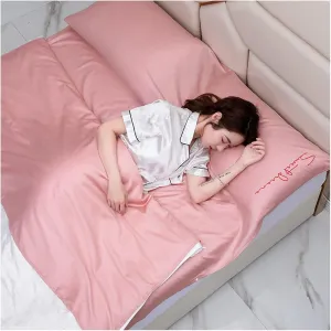 Sleeping Bag Liners Lightweight Portable Sleeping Bag Liner, Outdoor Camping Travel Compact Sleeping Bag Sheet, Comfort Cotton Hotel Bedding (Color : Pink, Size : 80x210cm)