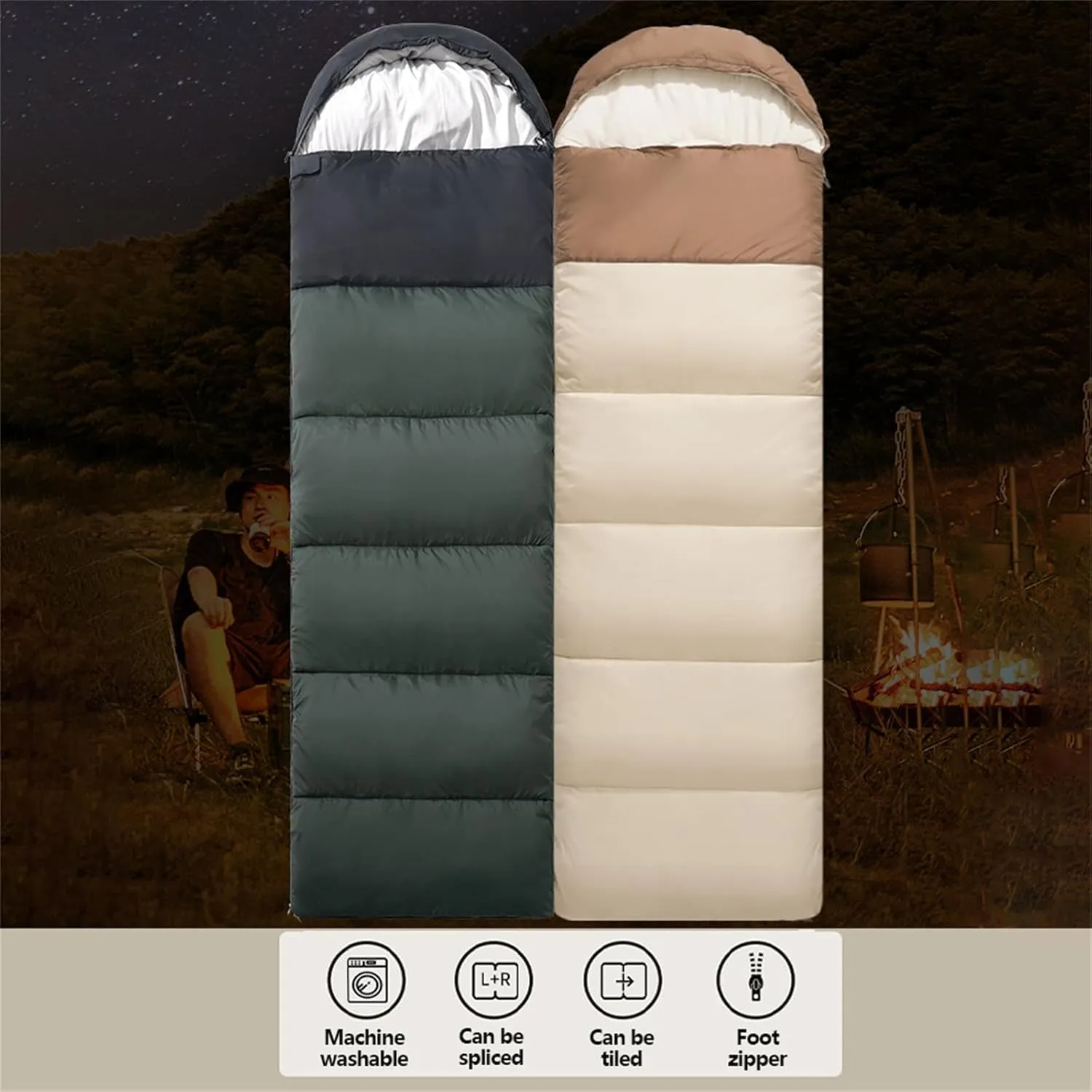 Sleeping Bag,Backpacking Camping Sleeping Bag,3-4 Seasons Warm Cold Weather Lightweight,with Compression Sack for Outdoor Camping, Hiking, Traveling