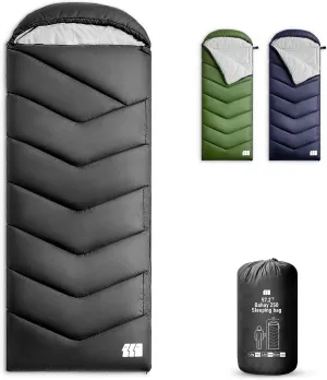 Sleeping Bags for Adults Warm Weather, Waterproof, Lightweight Backpacking Camping 3 Seasons Sleeping Bag with Compression Sack Camping Essentials Gear