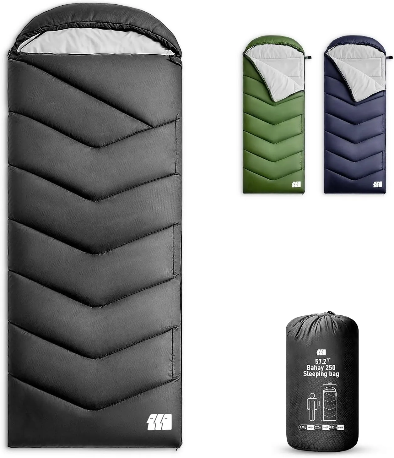 Sleeping Bags for Adults Warm Weather, Waterproof, Lightweight Backpacking Camping 3 Seasons Sleeping Bag with Compression Sack Camping Essentials Gear