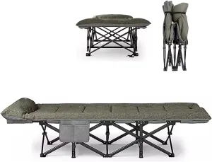 Sleeping Cots for Adults with Thick Mattress Heavy Duty Outdoor Bed with Carry Bag, 600D Layer Oxford Travel Camp Cots, max Loading 551lbs(Green)