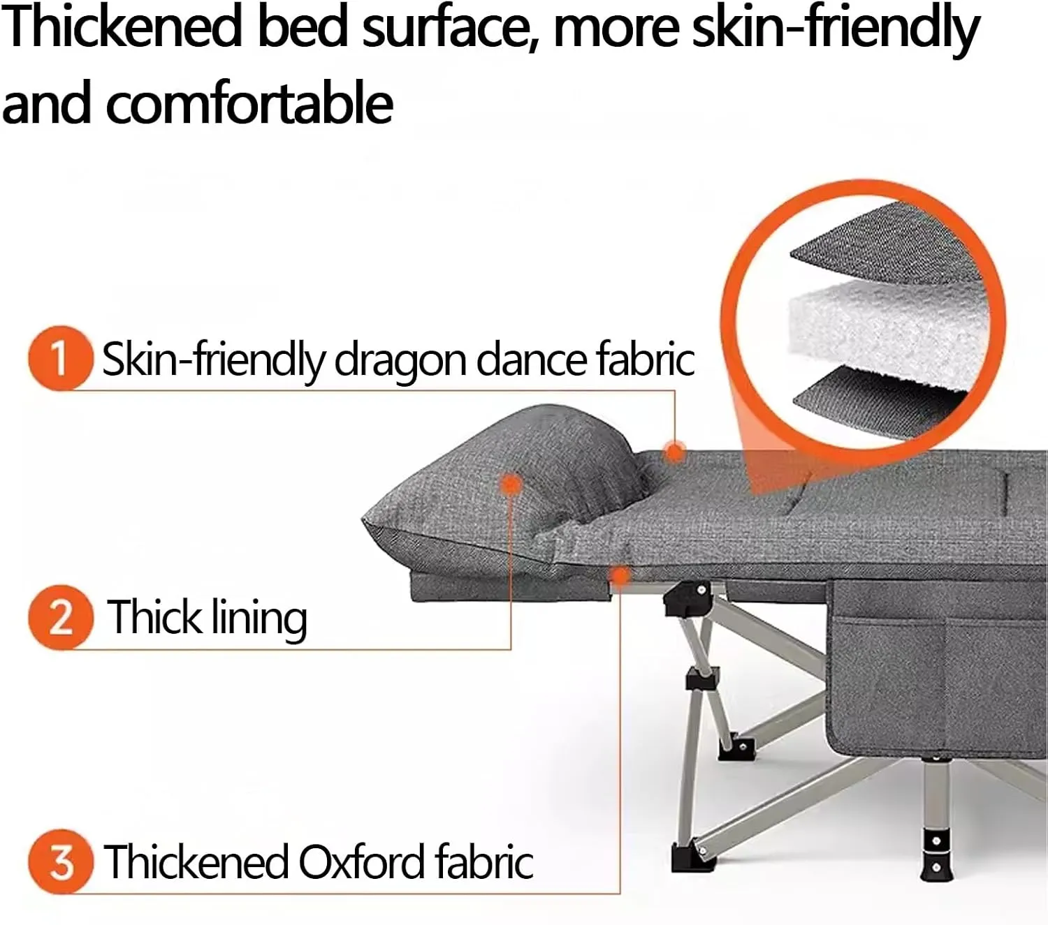 Sleeping Cots for Adults with Thick Mattress Heavy Duty Outdoor Bed with Carry Bag, 600D Layer Oxford Travel Camp Cots, max Loading 551lbs(Green)