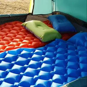 Sleeping Pad for Camping, 75 inches Ultralight Inflatable Camping Mat with Built-in Pump Sleeping Pads, Compact & Lightweight Camping Mattress for Backpacking, Hiking, Travel, Tents (Blue_A)