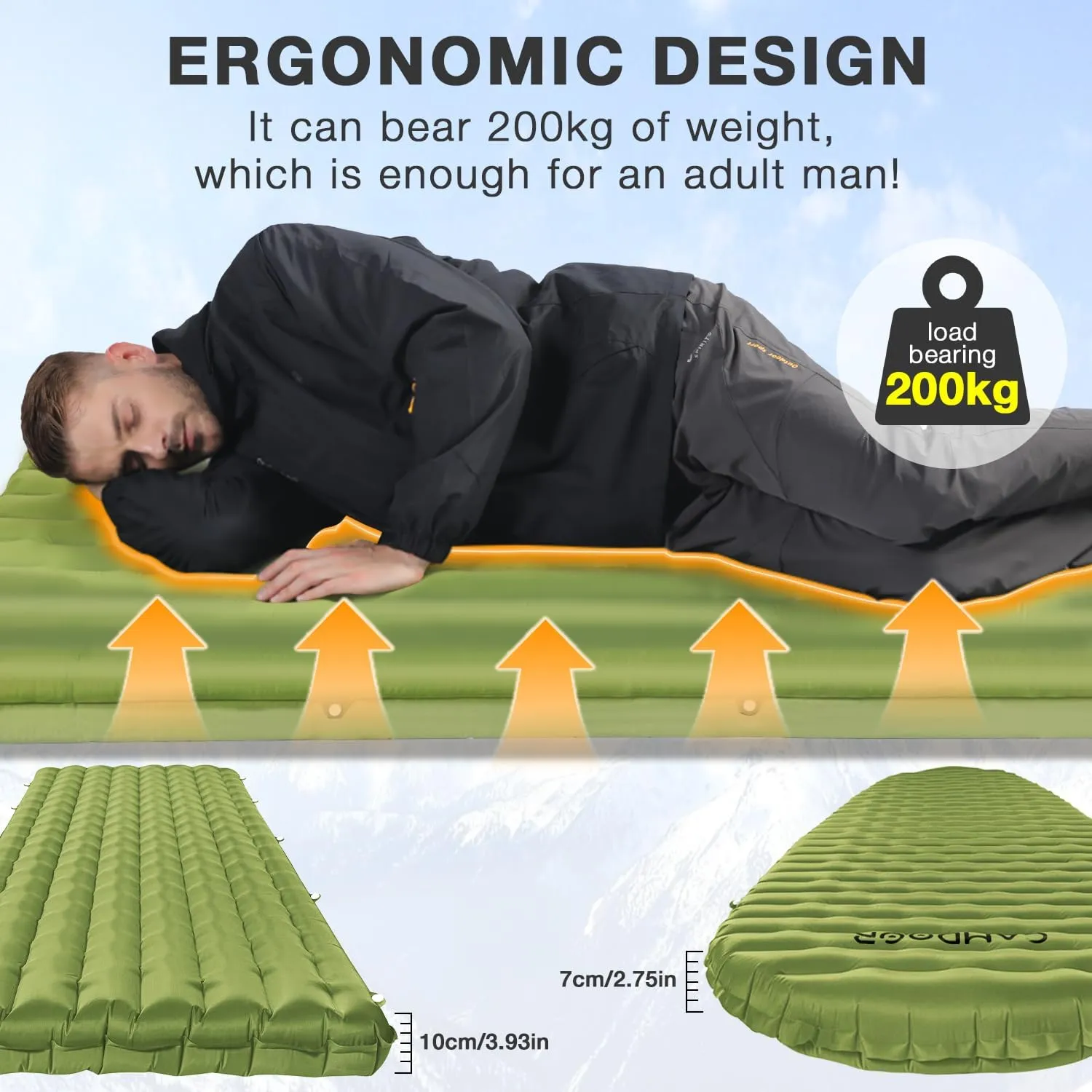 Sleeping Pads for Camping, Ultralight Sleeping Pad Insulated 6.8 R-Value Inflatable Sleeping Pads Compact for Camping Backpacking Hiking Traveling Tent