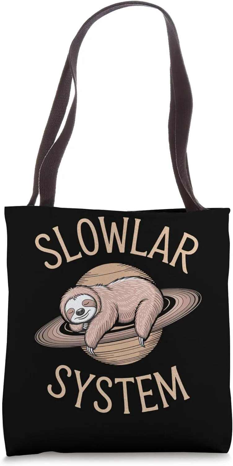 Sleeping Sloth on Saturn Tote Bag