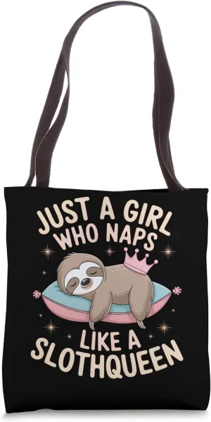 Sleeping Sloth with Crown Art Tote Bag
