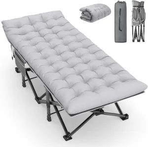 Slendor Oversized XXL Camping Cot, Folding Cot for Adults, 79" L x 32" W x 19" H Sleeping Bed with Mattress, Carry Bag, Camp Cot Bed for Travel, Guest, Support 500lbs