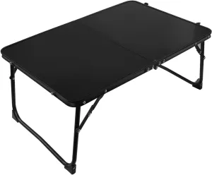 Small Folding Camping Table, Portable Camping Table with Rubber Handle for Camp, Multifunction Outdoor Hiking Picnic BBQ Portable Tea Table for Picnic,Travel, Beach Black