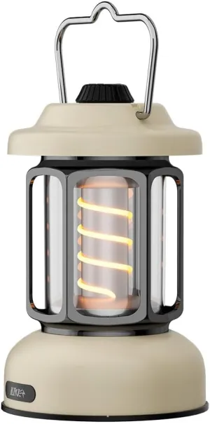 Small LED Camping Lantern,Rechargeable Retro Warm Camp Light,Battery Powered Hanging Vintage Lamp,Portable Waterpoor Outdoor Tent Bulb, Emergency Lighting for Power Failure,Outages