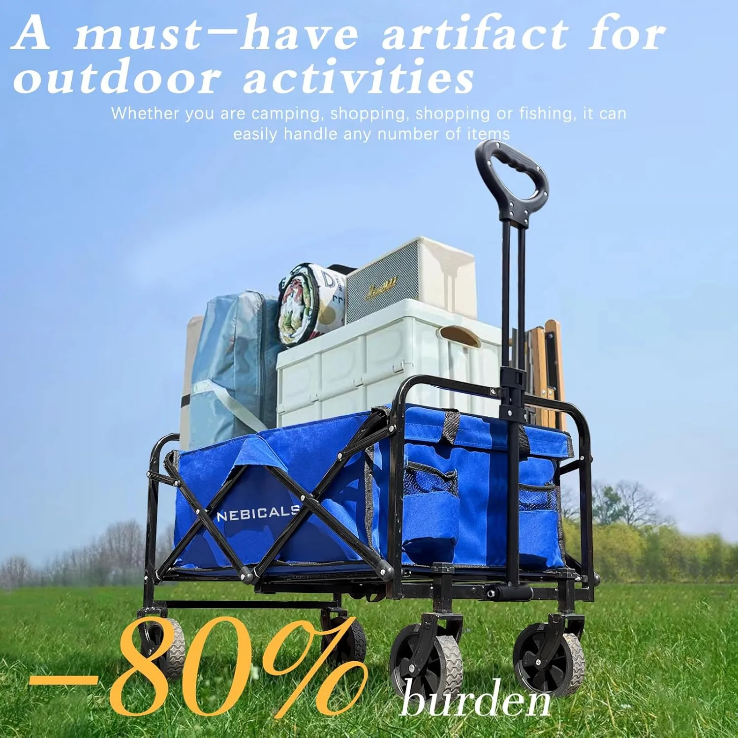 Small Wagon Carts Collapsible/Folding/Foldable/for Apartment/Grocery/Travel/Camping/Shopping/Outdoor/Lightweight & Portable