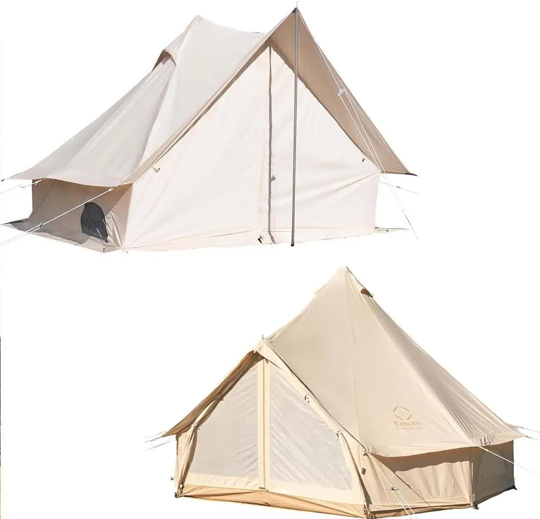 S'more Canvas Family Camping Tent, 4 Season Glamping Tent, Hot Tent with Stove Jack, Windproof, and Weather Resistant Tent