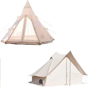 S'more Tippo & Fronti Canvas Tent, Large 4 Season Waterproof & Windproof Glamping Tent, Ideal for Family Camping, Hiking, Backpacking