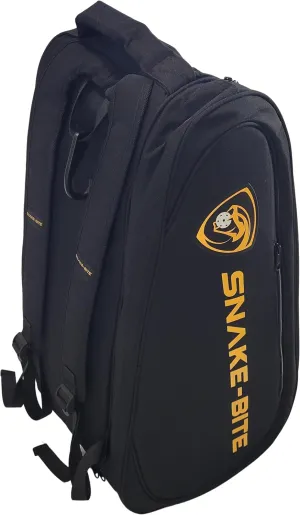 Snake-Bite Pickleball Backpack Bag with Insulated Paddle Pocket, Large Compartment, Shoe Compartment, and Multiple Pockets, Black