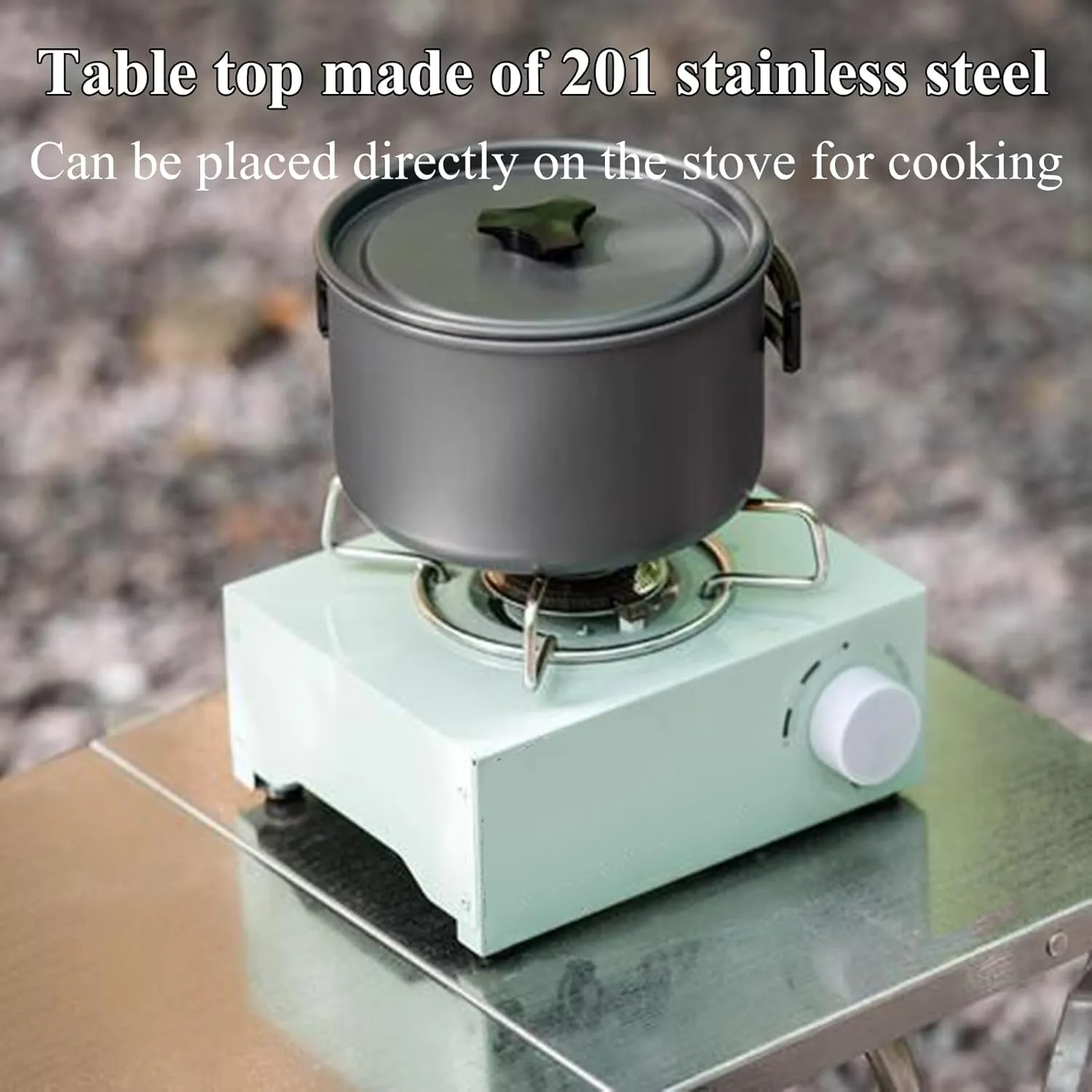 SOBOUR Stainless Steel Camping Table Adjustable Camping Table Foldable Picnic Table Roll Up Table Top with Carry Bag for Outdoor